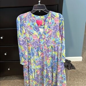Lilly Pulitzer Blue and Purple Long Sleeve Sundress